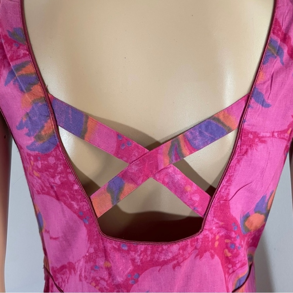 NWT FREE PEOPLE Floral Sleeveless Dress Embroidered With Cross Straps Back - Picture 3 of 8